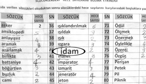 1. sınıf öğrencilerine 'idam'ı hecelettiler