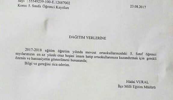Milli Eğitim'den resmi talimat: Öğrencilerin en az yüzde 35'ini imam hatiplere kaydedin!