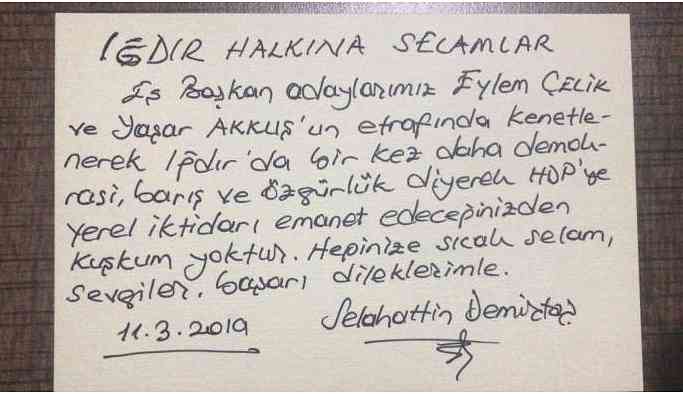 Demirtaş’tan Iğdırlılara mektup