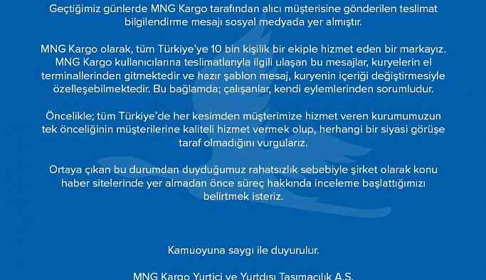 MNG Kargo’dan "HDP PKK" açıklaması