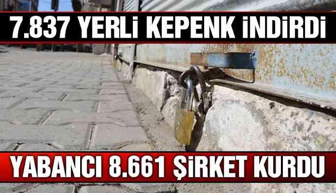 7.837 yerli kepenk indirdi yabancı 8.661 şirket kurdu