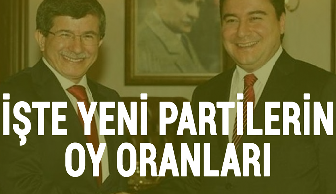 İŞTE YENİ PARTİLERİN OY ORANLARI
