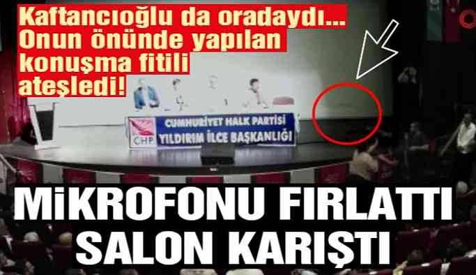 Mikrofonu fırlattı salon karıştı