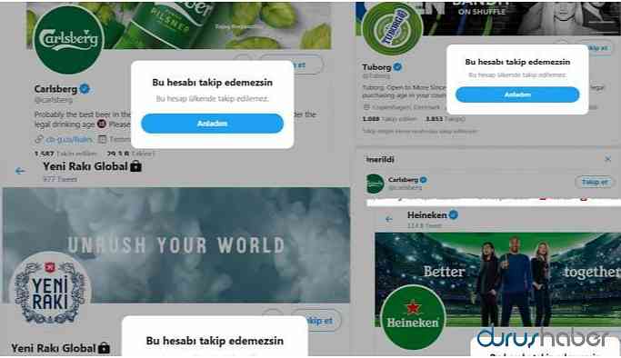 Twitter alkollü içeceklerin hesaplarını engelledi