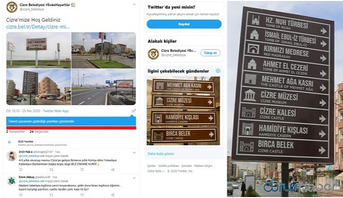 Kürtçesiz tabela paylaşım yorumları tepki üzerine gizlendi
