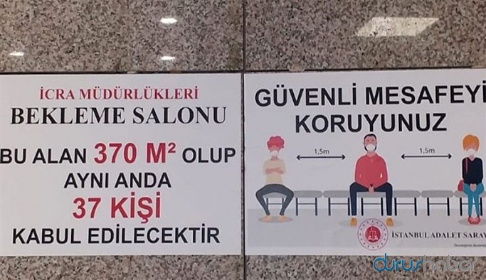 İstanbul Adalet Sarayı'nda cinsiyetçi sosyal mesafe uyarıları