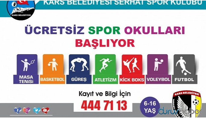 Kars Belediyesi’nden gençlere spor okulu