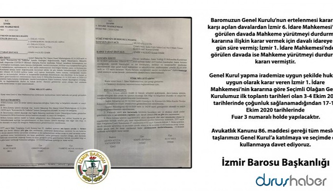 İzmir Barosu'ndan Genel Kurul hakkında verilen karara tepki