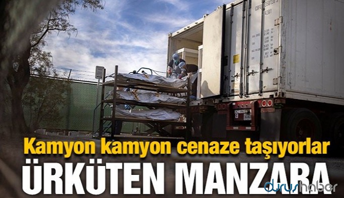Corona virüsünde korkutan görüntü: Kamyonlarla üst üste cenaze taşıyorlar