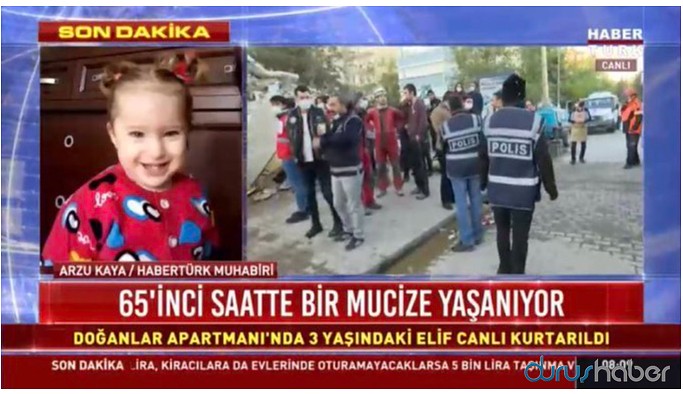 İzmir'de 65 saat sonra bir mucize daha! 3 yaşındaki Elif Perinçek canlı olarak kurtarıldı