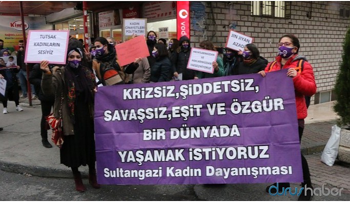 Kadınlardan mor kurdele yürüyüşü