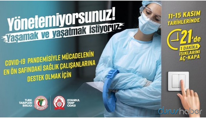 Sağlıkçılar için ‘ışık söndürme’ eylemi