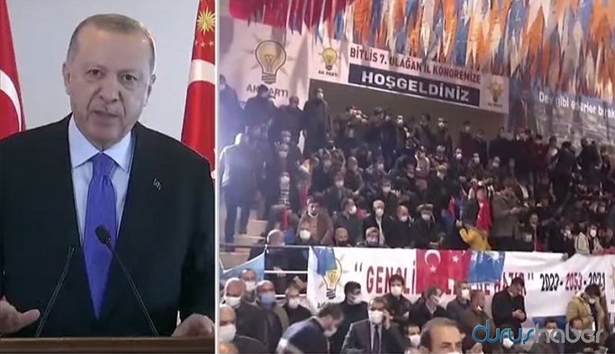 Erdoğan'ın canlı bağlandığı AKP il kongrelerinde salgın tedbirlerinin ihlal edildiği görüldü