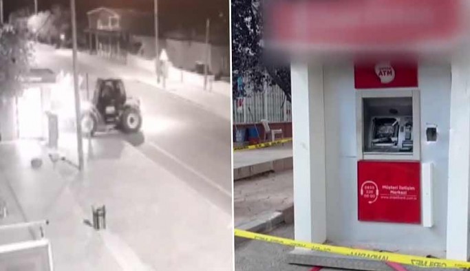 Kartını kaptırdığı ATM'ye forkliftle saldırdı