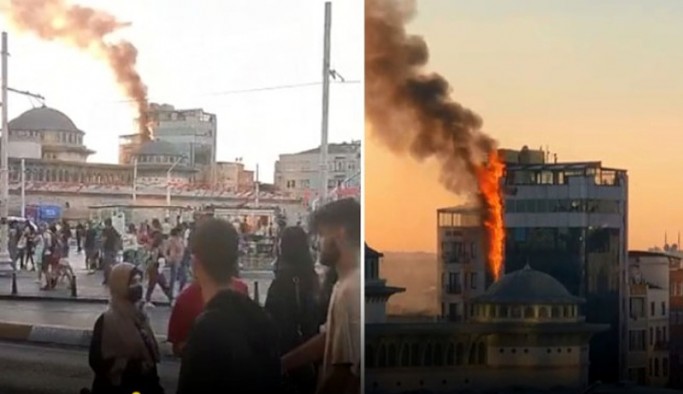 Taksim'de korkutan yangın