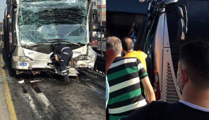 Beylikdüzü’nde metrobüsler kafa kafaya çarpıştı