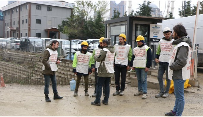 Finans Şehir Merkezi’nde inşaat işçileri direnişe geçti