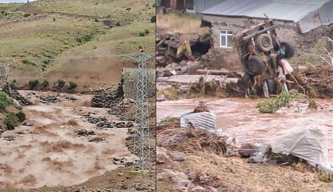 Erzurum Tekman'ı sel vurdu: Birçok evi ve tarım arazilerini su bastı