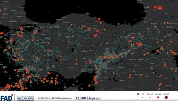 2024’te Türkiye ve yakın çevresinde 32 bin 500 deprem oldu