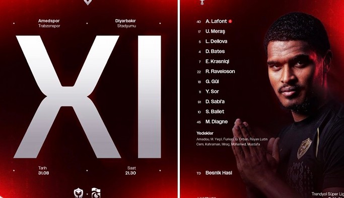 Amedspor'un Trabzonspor karşısındaki ilk 11'i belli oldu