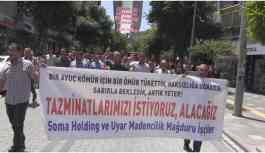 Soma faciasında sağ kurtulan işçiler tazminatları için yürüdü