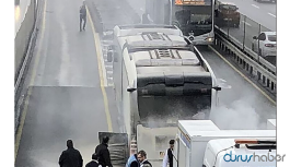 Metrobüste korkutan yangın
