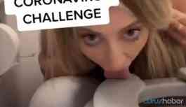 "Coronavirüs challenge" yaparak klozeti yaladı!